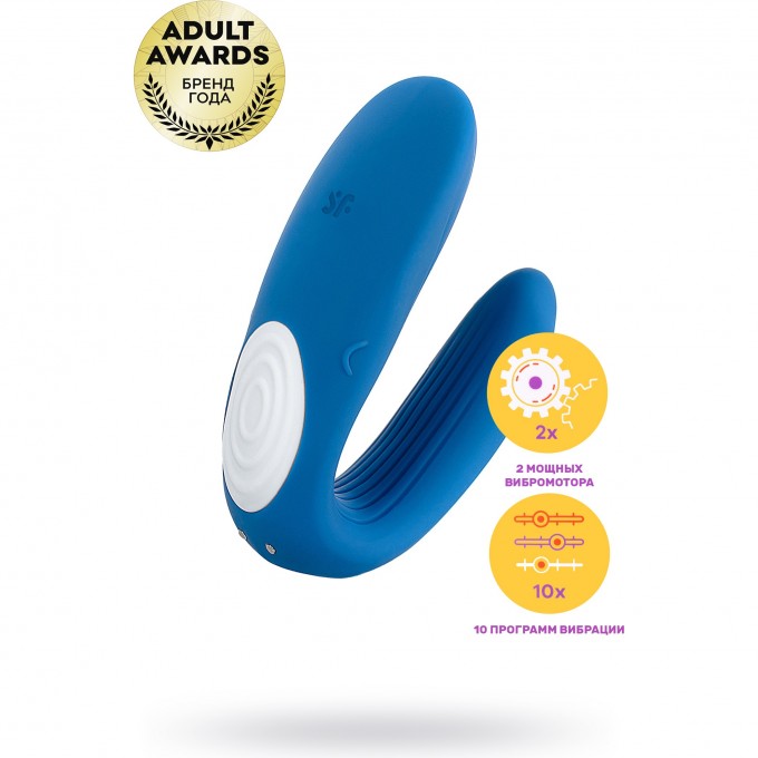 Многофункциональный стимулятор для пар SATISFYER DOUBLE WHALE силикон голубой 9014095