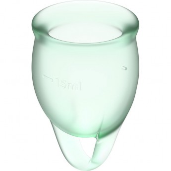 Набор менструальных чаш, 2шт SATISFYER FEEL CONFIDENT MENSTRUAL CUP LIGHT GREEN
