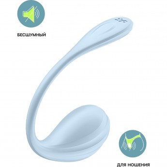 Виброяйцо SATISFYER SMOOTH PETAL CONNECT APP, голубое, 6,5 см
